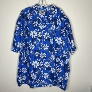 Vintage Paradise Style Mens Hawaiian Shirt Size 3XL Floral Turtles Tiki Retro